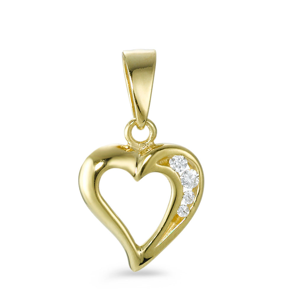 Pendentif Or jaune 18K Zircone 4 Pierres Coeur