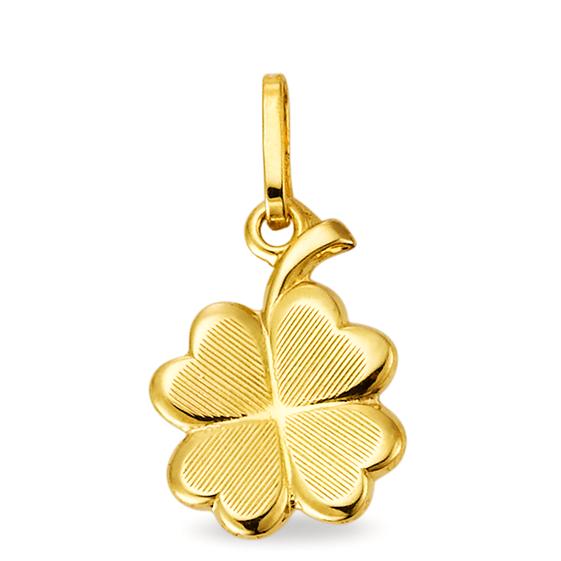 Pendentif Or jaune 18K Feuille de Trèfle Ø10 mm