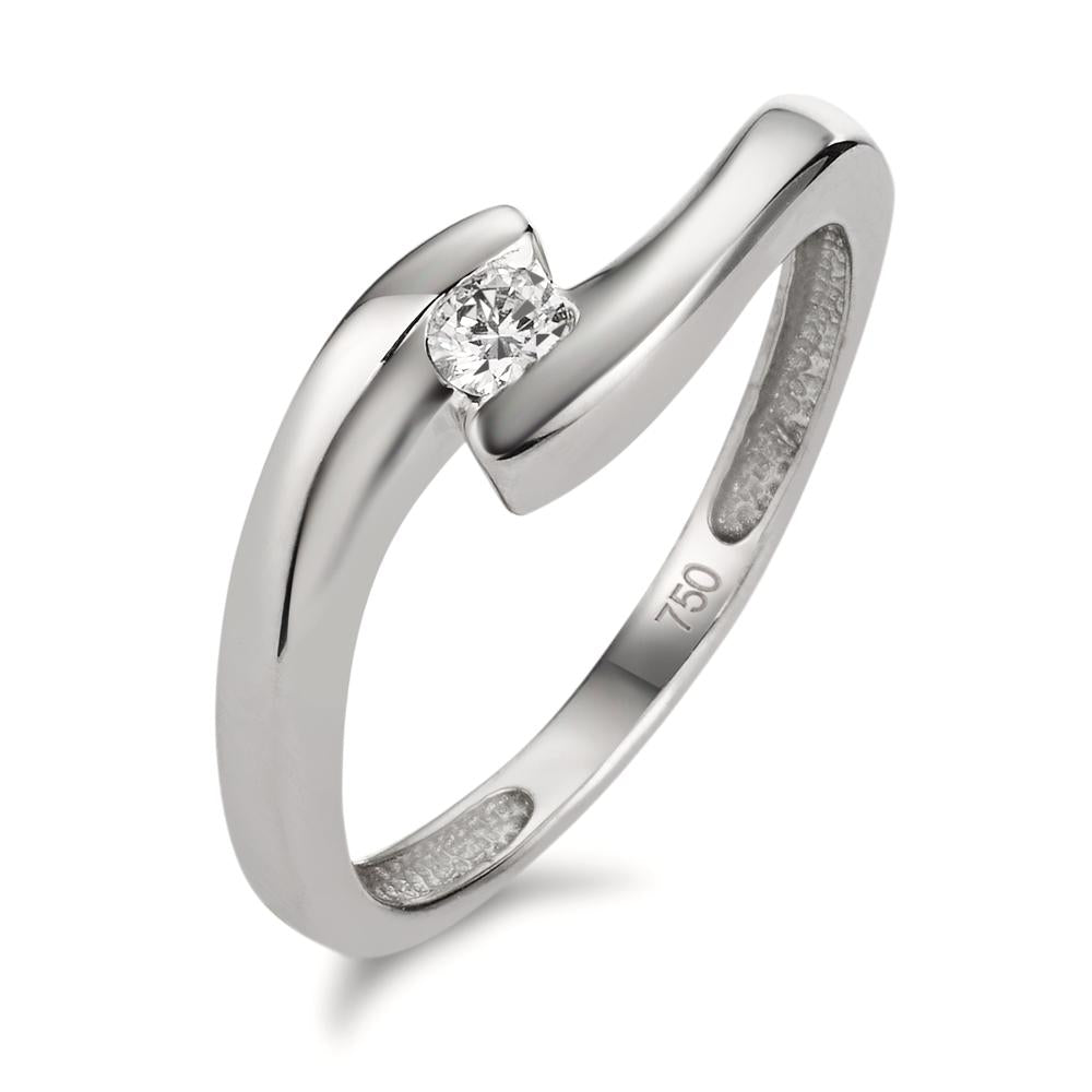 Bague solitaire Or blanc 18K Diamant 0.10 ct, p1