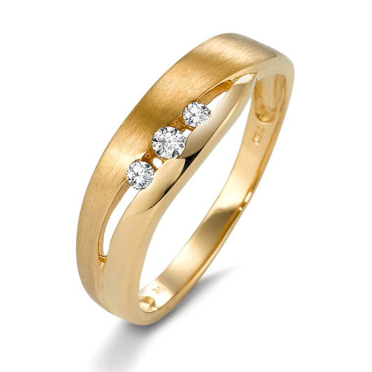 Bague Or jaune 18K Zircone 3 Pierres