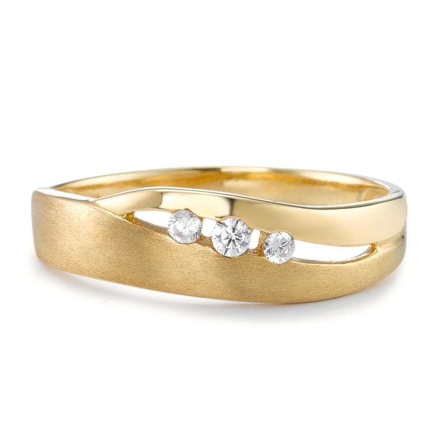 Bague Or jaune 18K Zircone 3 Pierres