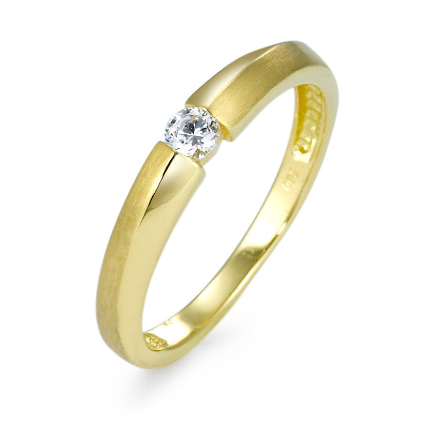 Bague solitaire Or jaune 18K Zircone