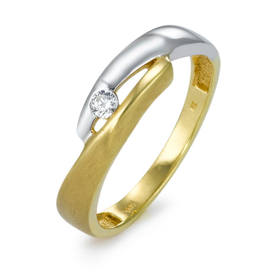 Fingerring 750/18 K Weissgold, 750/18 K Gelbgold Zirkonia