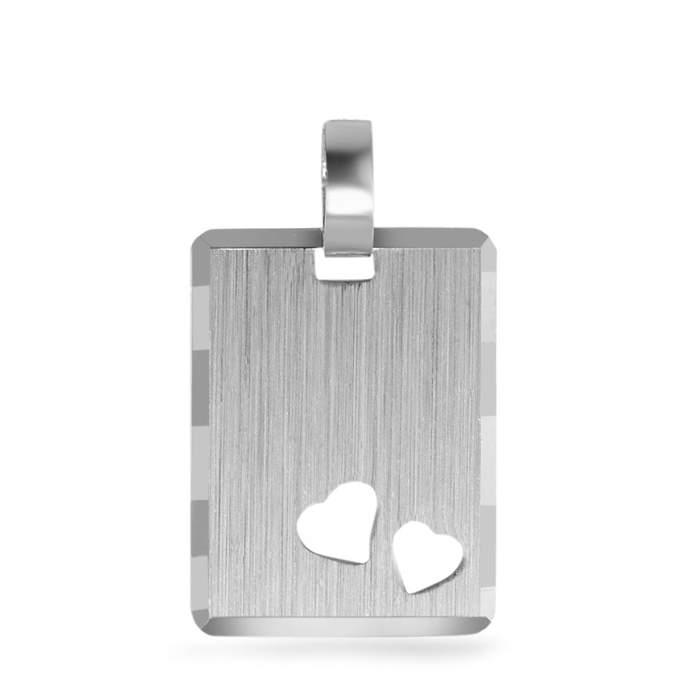 Pendentif avec gravure Argent Rhodié Coeur