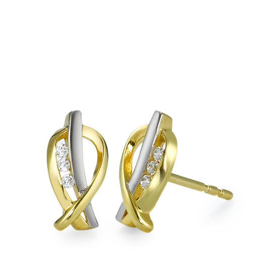 Clous d'oreilles Or jaune 18K, Or blanc 18K Zircone 6 Pierres