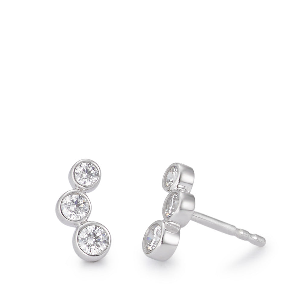 Clous d'oreilles Argent Zircone 6 Pierres Rhodié