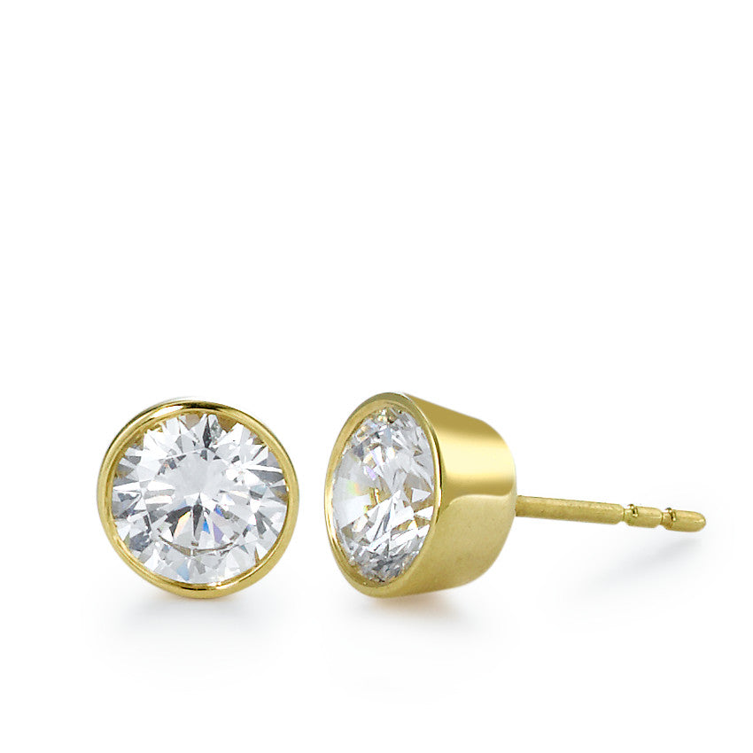 Clous d'oreilles Or jaune 18K Zircone 2 Pierres