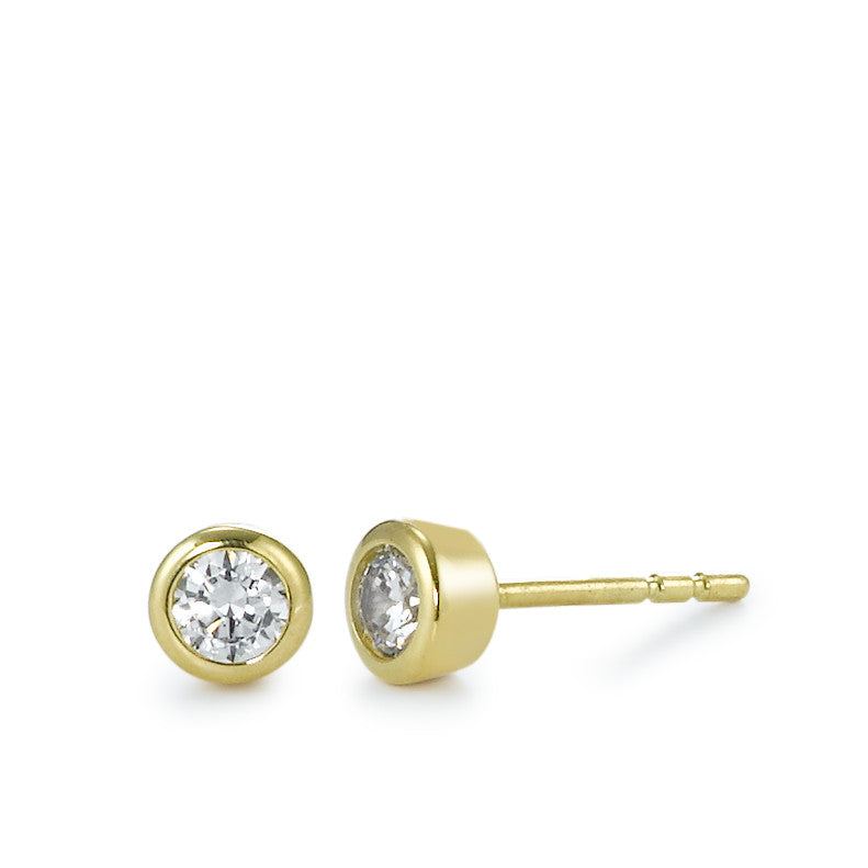 Clous d'oreilles Or jaune 18K Zircone 2 Pierres Ø4.5 mm