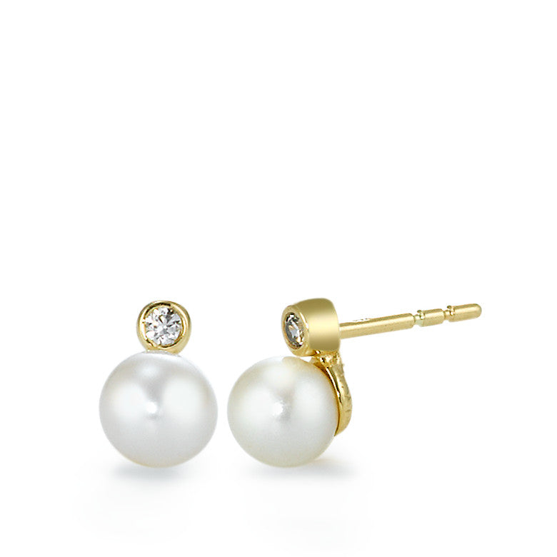 Clous d'oreilles Or jaune 18K Zircone 2 Pierres