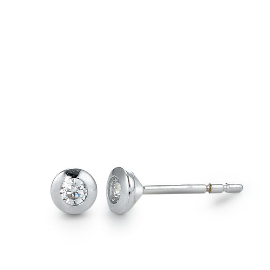 Clous d'oreilles Or blanc 18K Zircone 2 Pierres