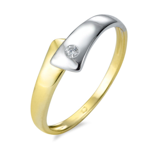 Anello Oro giallo 750/18 carati, Oro bianco 750/18 carati Diamante w-si