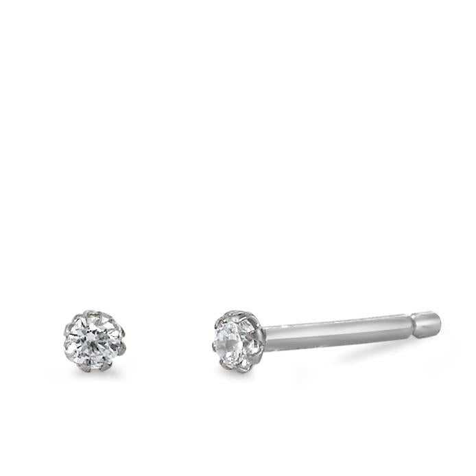 Clous d'oreilles Argent Zircone 2 Pierres Rhodié Ø2 mm