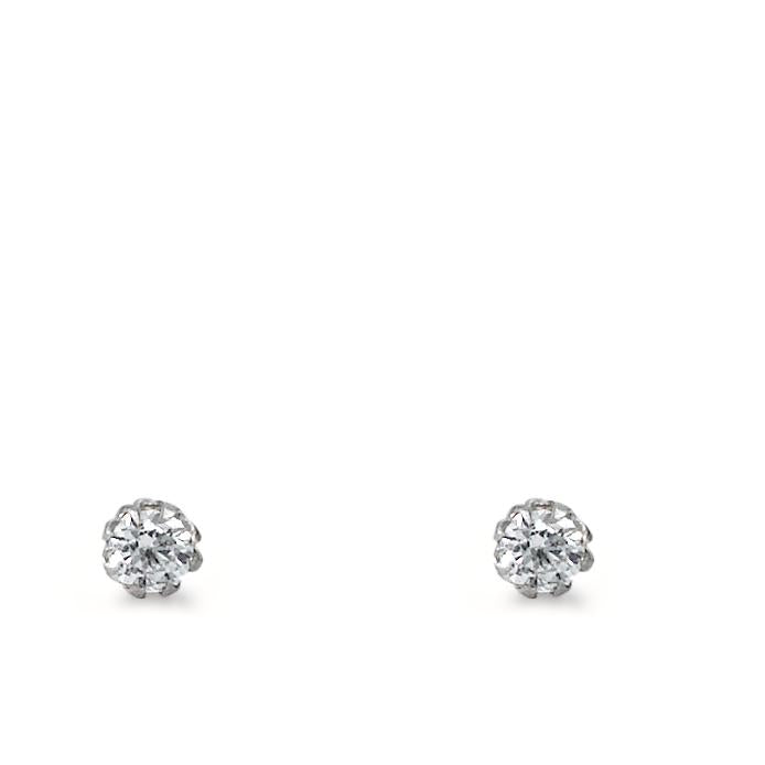 Clous d'oreilles Argent Zircone 2 Pierres Rhodié Ø2 mm