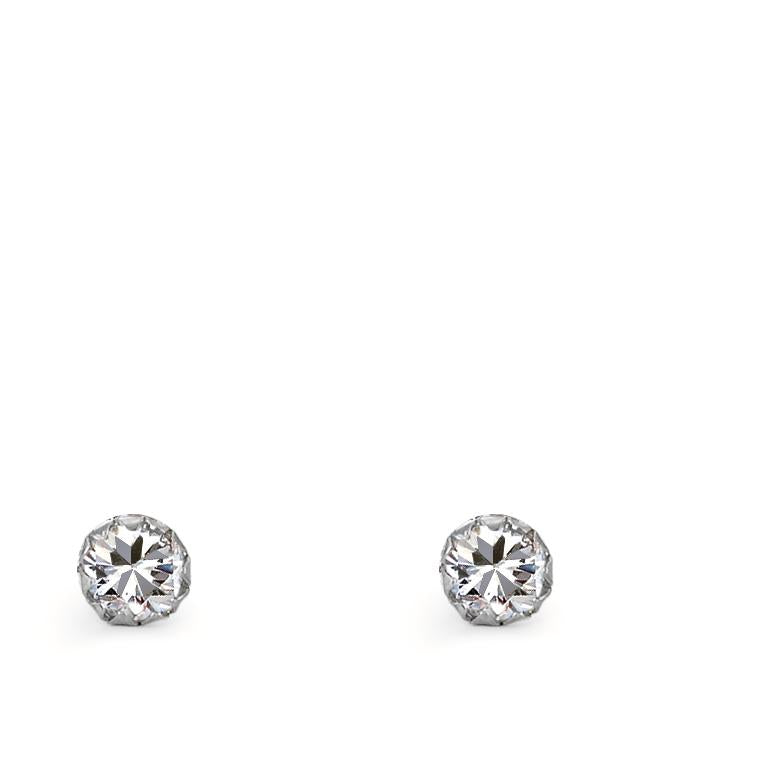 Clous d'oreilles Argent Zircone 2 Pierres Rhodié Ø2.5 mm