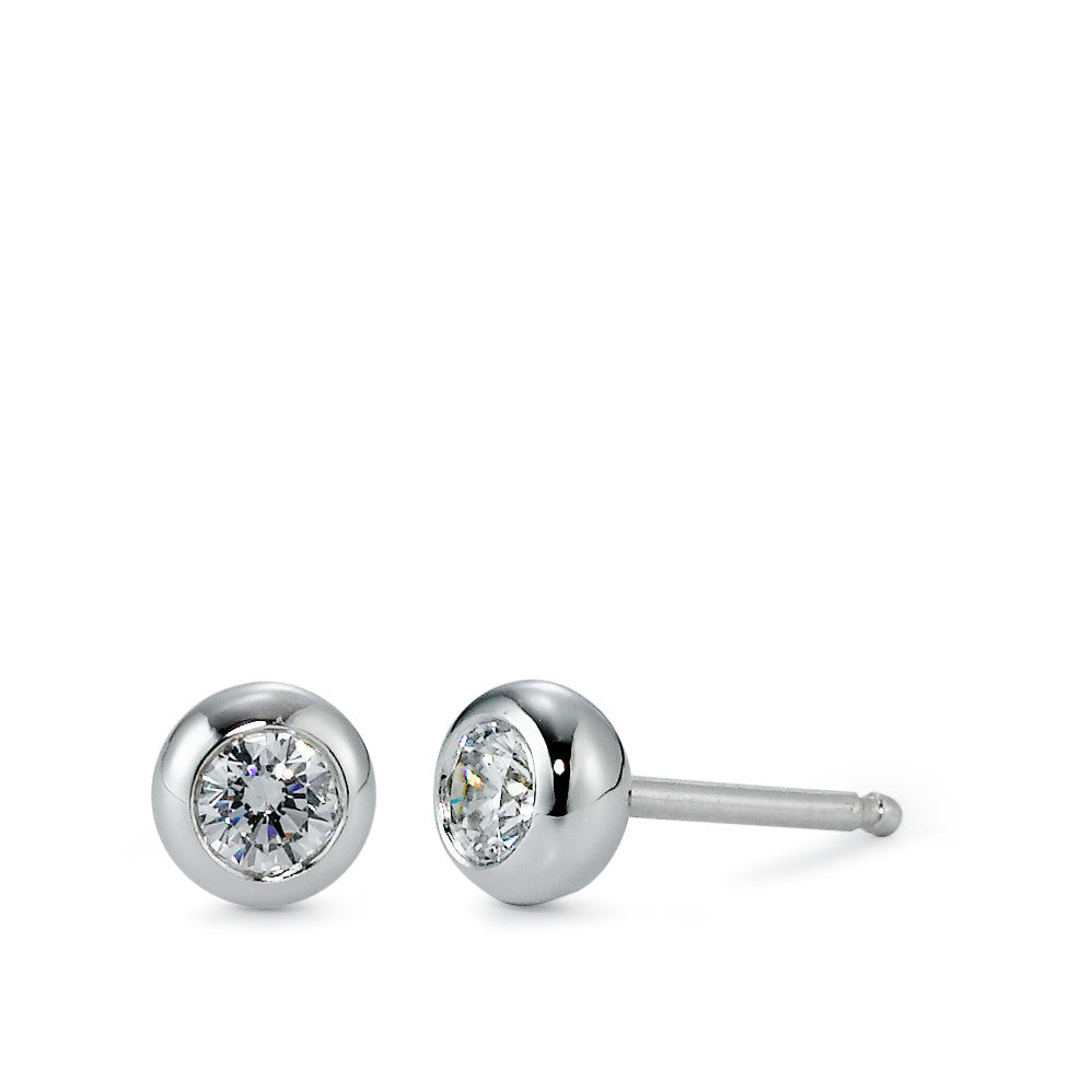 Orecchini a bottone Argento Zirconia 2 pietra, [rund], 3.5 mm rodiato Ø5.5 mm