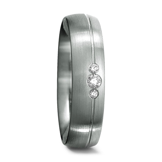 Partnerring 950 Platin Diamant 0.06 ct, 3 Steine, tw-if