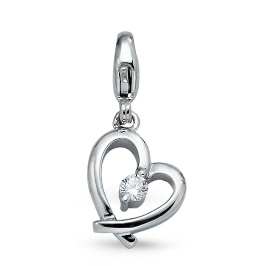 Charms ciondoli Argento Zirconia rodiato Cuore