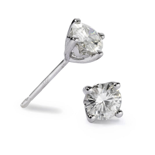 Clous d'oreilles Or blanc 750/18 ct. Moissanite Ø5.0 mm