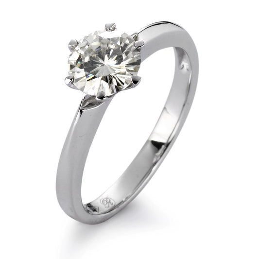 Bague solitaire Or blanc 18K Moissanite