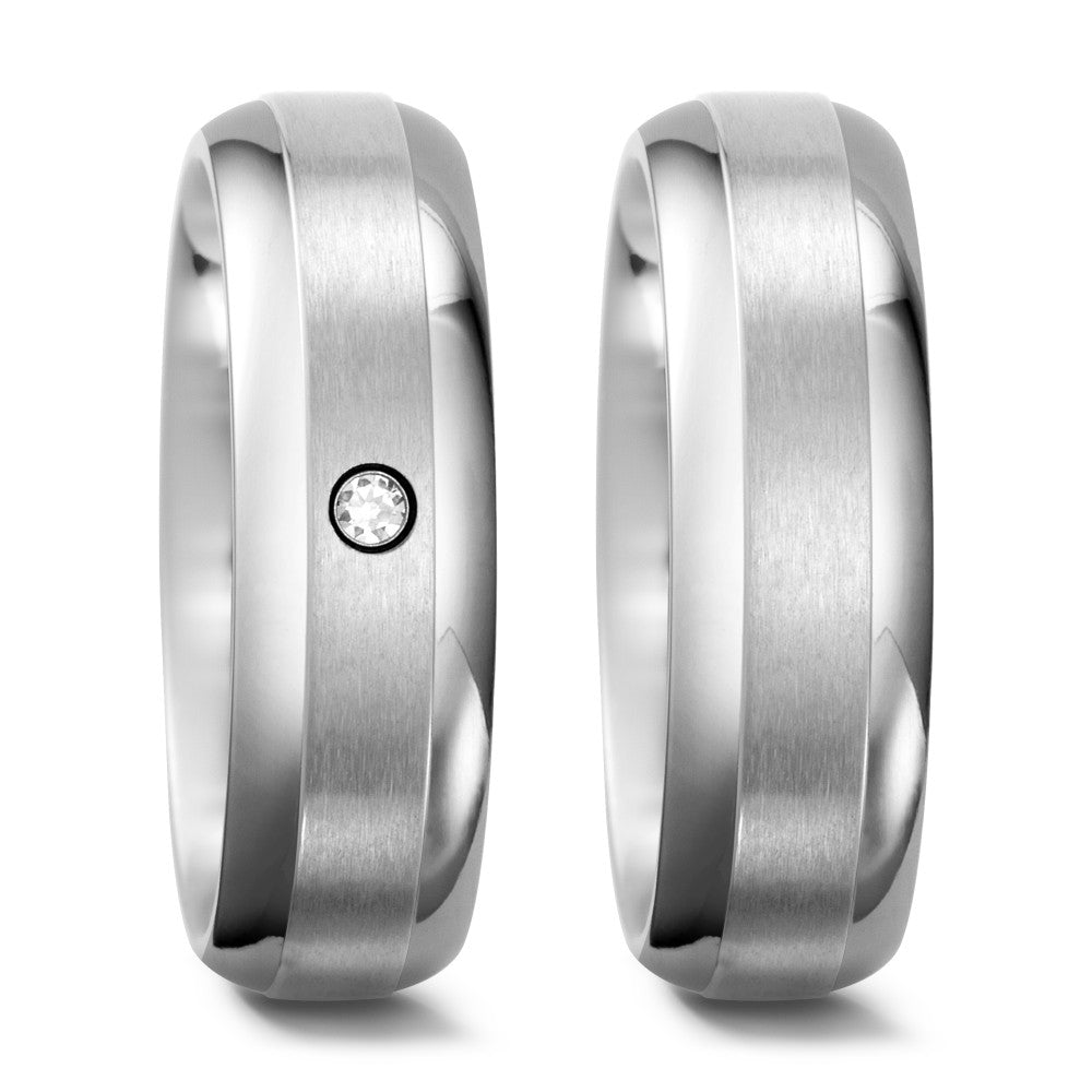 Fingerring Titan Zirkonia weiss, rund