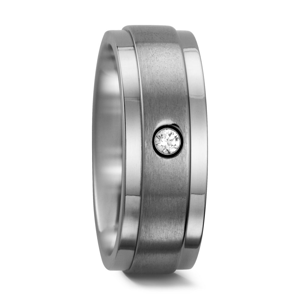 Fingerring Titan Zirkonia weiss, rund