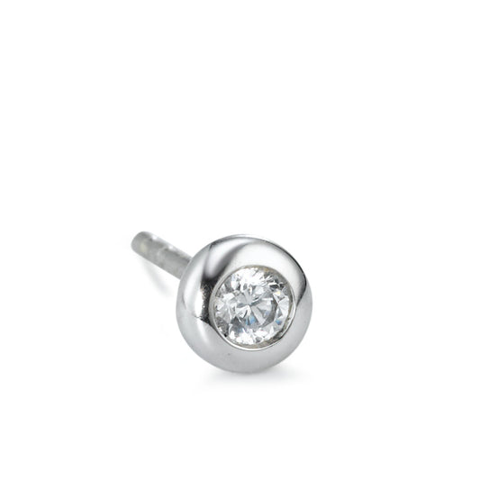 Clous d'oreille à l'unité Or blanc 9K Zircone Ø5 mm