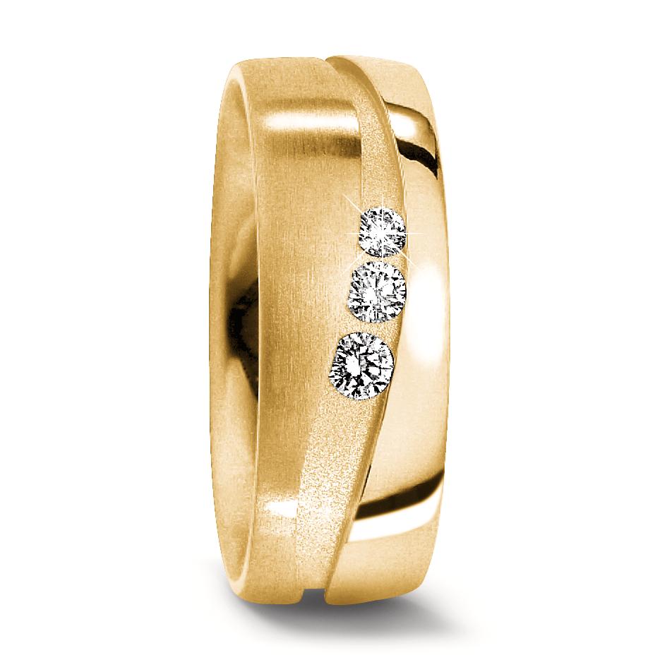 Partnerring 750/18 K Gelbgold Diamant 0.105 ct, 3 Steine, w-si