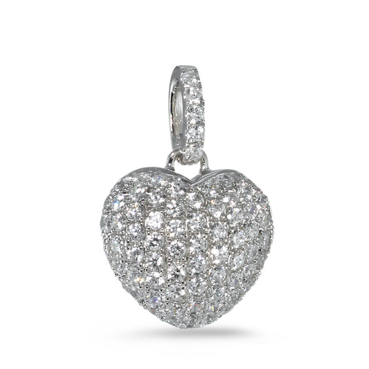 Pendentif Argent Zircone Rhodié Coeur