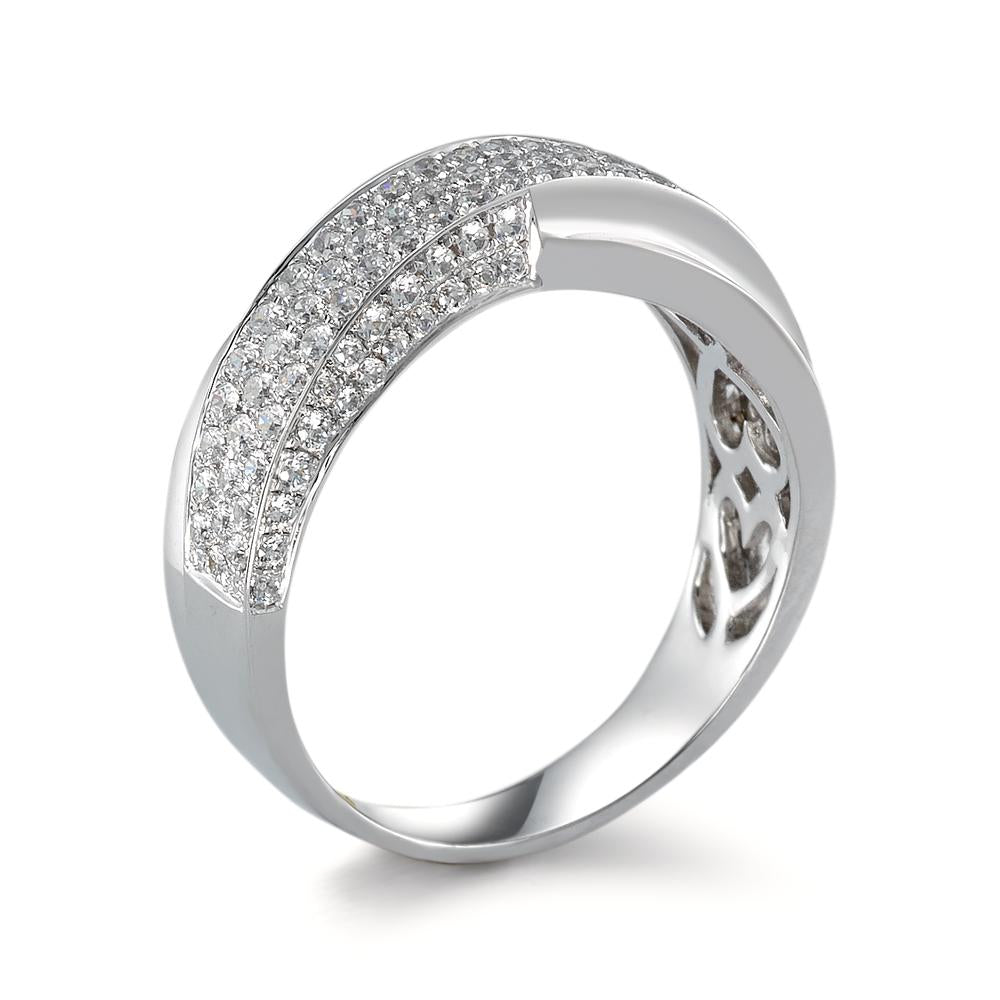 Fingerring Silber Zirkonia weiss rhodiniert