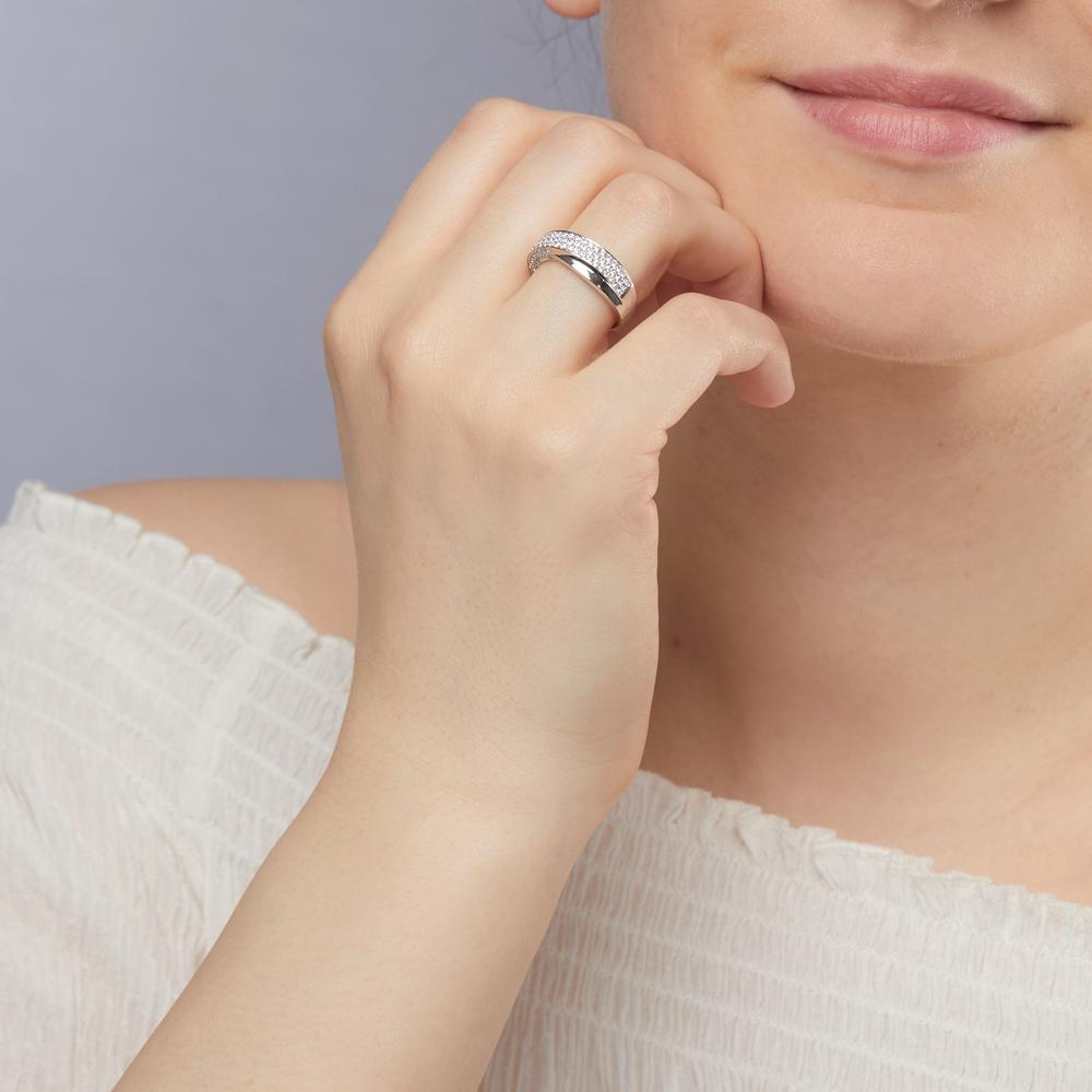 Bague Argent Zircone blanc Rhodié