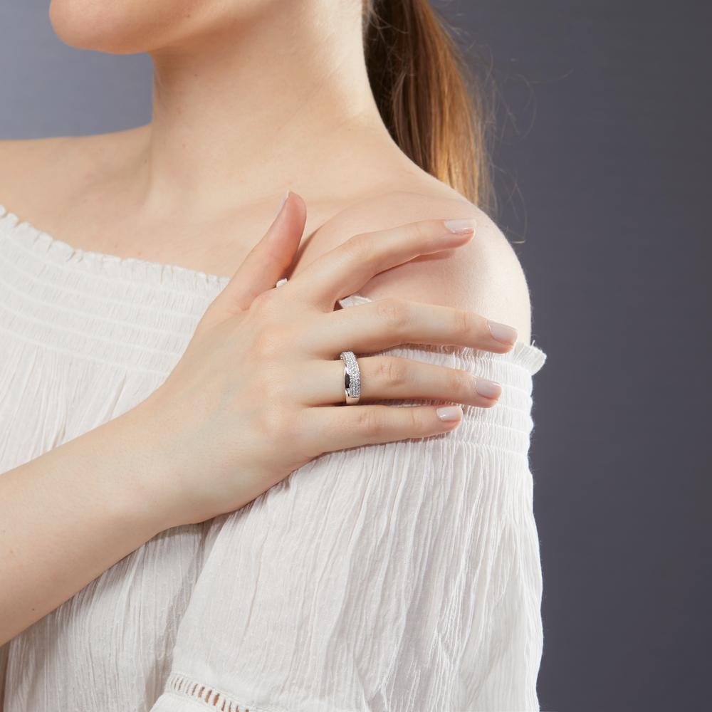 Bague Argent Zircone blanc Rhodié