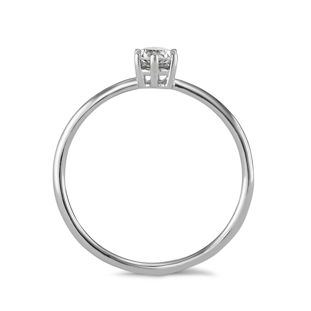 Anello solitario Argento Zirconia bianco, [rund], 4 mm rodiato