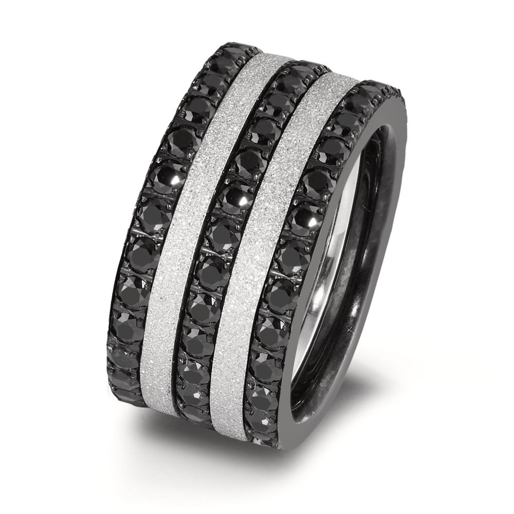 Memory Ring Edelstahl Zirkonia schwarz