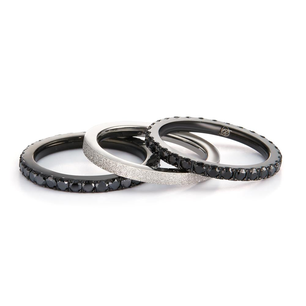 Memory Ring Edelstahl Zirkonia schwarz