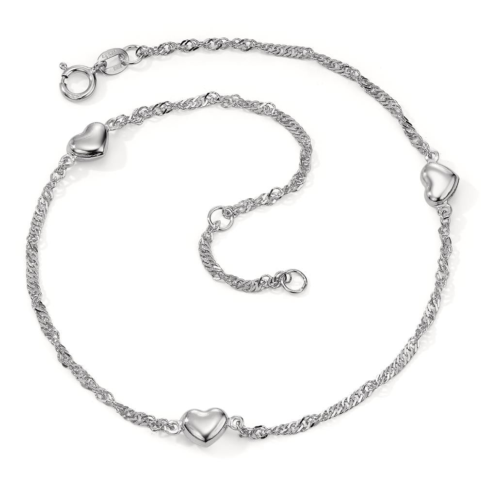 Chaînette de cheville Argent Coeur 23-25 cm