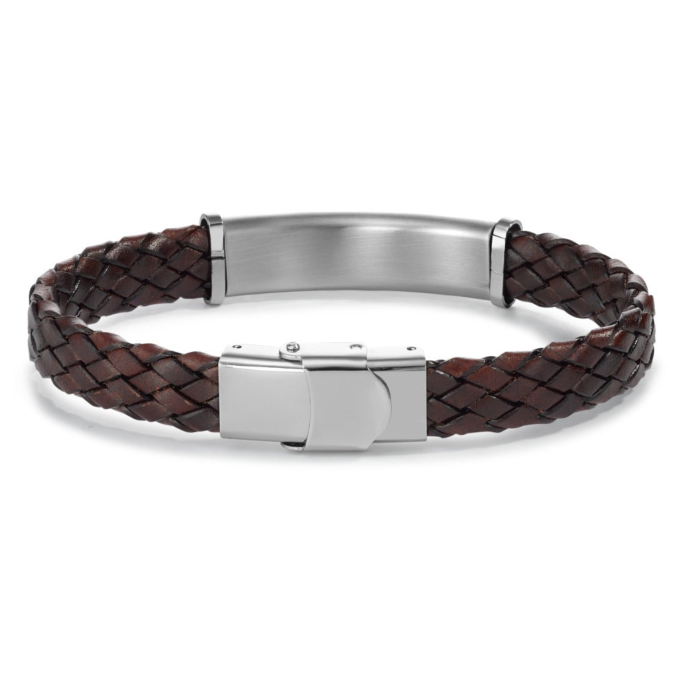 Bracciale con incisione Acciaio inossidabile, Pelle 21 cm