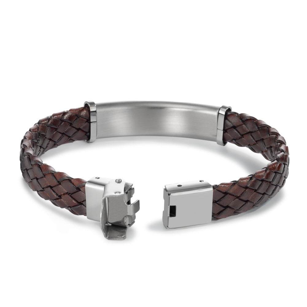 Bracciale con incisione Acciaio inossidabile, Pelle 21 cm