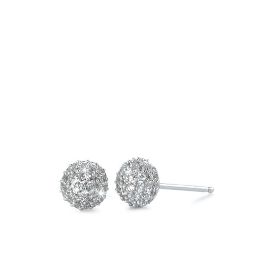 Clous d'oreilles Argent Zircone blanc Rhodié