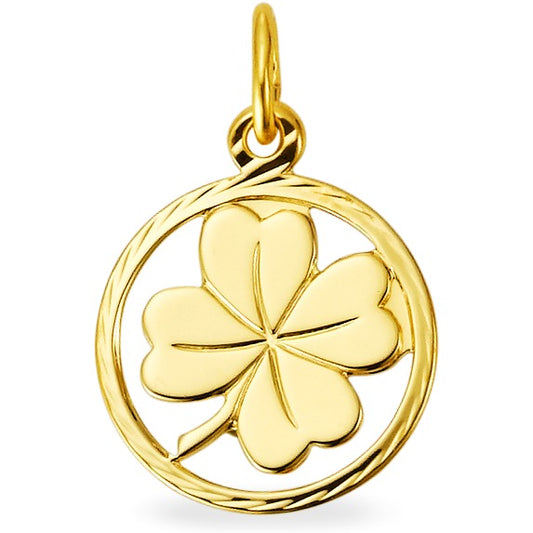 Pendentif Or jaune 9K Feuille de Trèfle