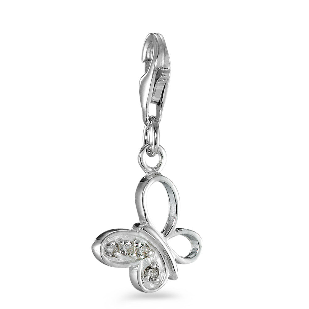 Charms ciondoli Argento Zirconia bianco, 4 pietra Farfalla