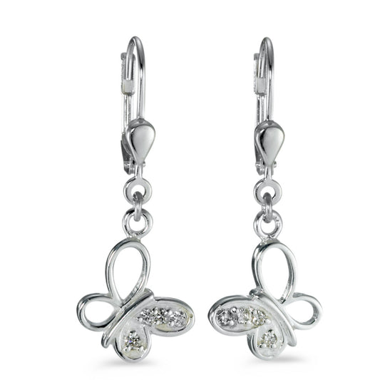 Pendant d'oreilles Argent Zircone blanc, 8 Pierres Argenté Papillon