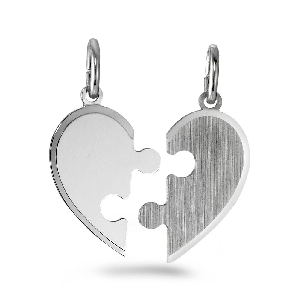 Pendentif avec gravure Argent Rhodié Coeur