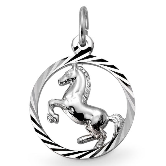 Pendentif Argent Rhodié Cheval Ø16 mm