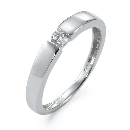 Bague solitaire Or blanc 9K Zircone blanc