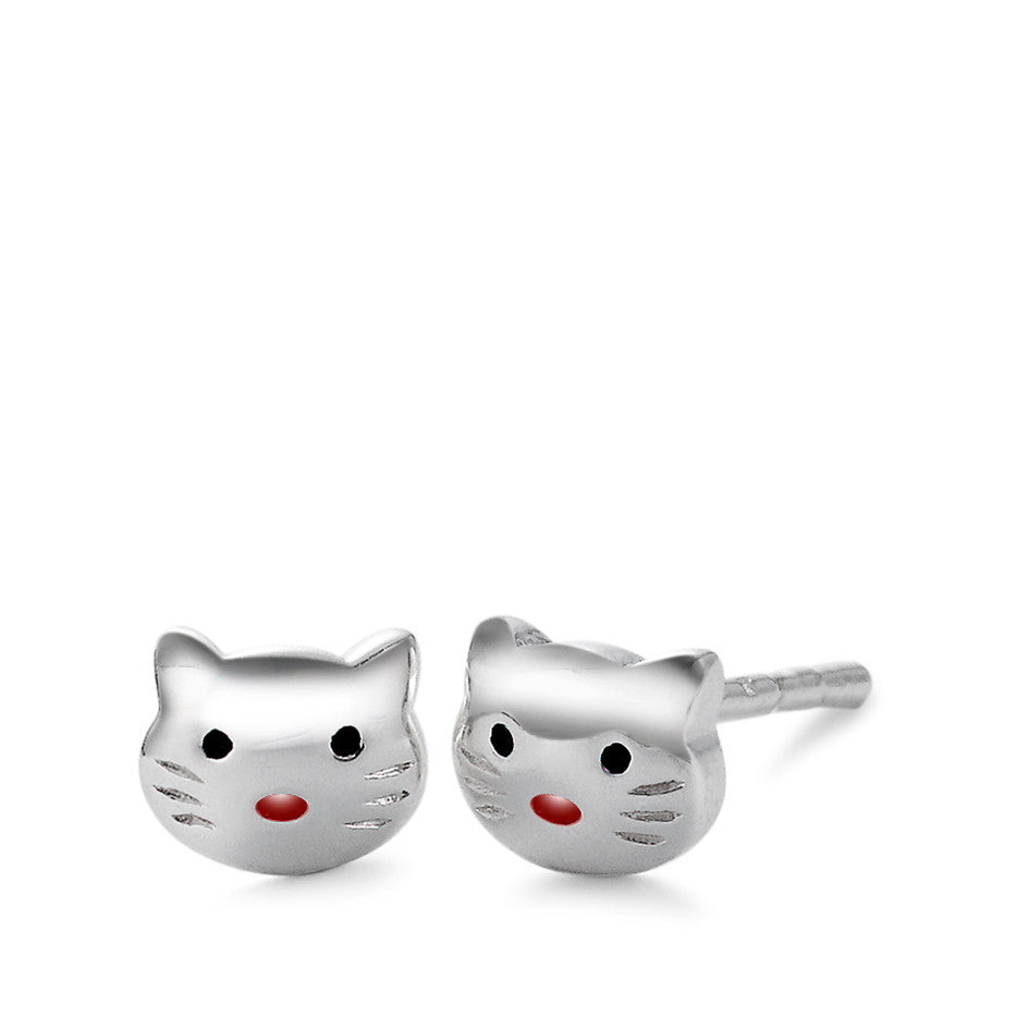 Clous d'oreilles Argent Rhodié Chat