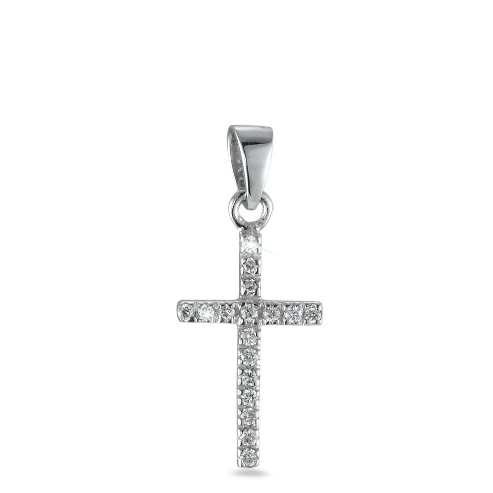 Pendentif Or blanc 18K Diamant blanc, 0.09 ct, 17 Pierres, w-si Croix