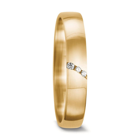 Partnerring 750/18 K Gelbgold Diamant 0.02 ct, 3 Steine, tw-vsi