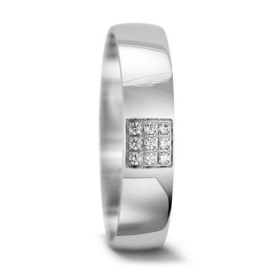 Alliance Or blanc 18K Diamant 0.045 ct, 9 Pierres, tw-si