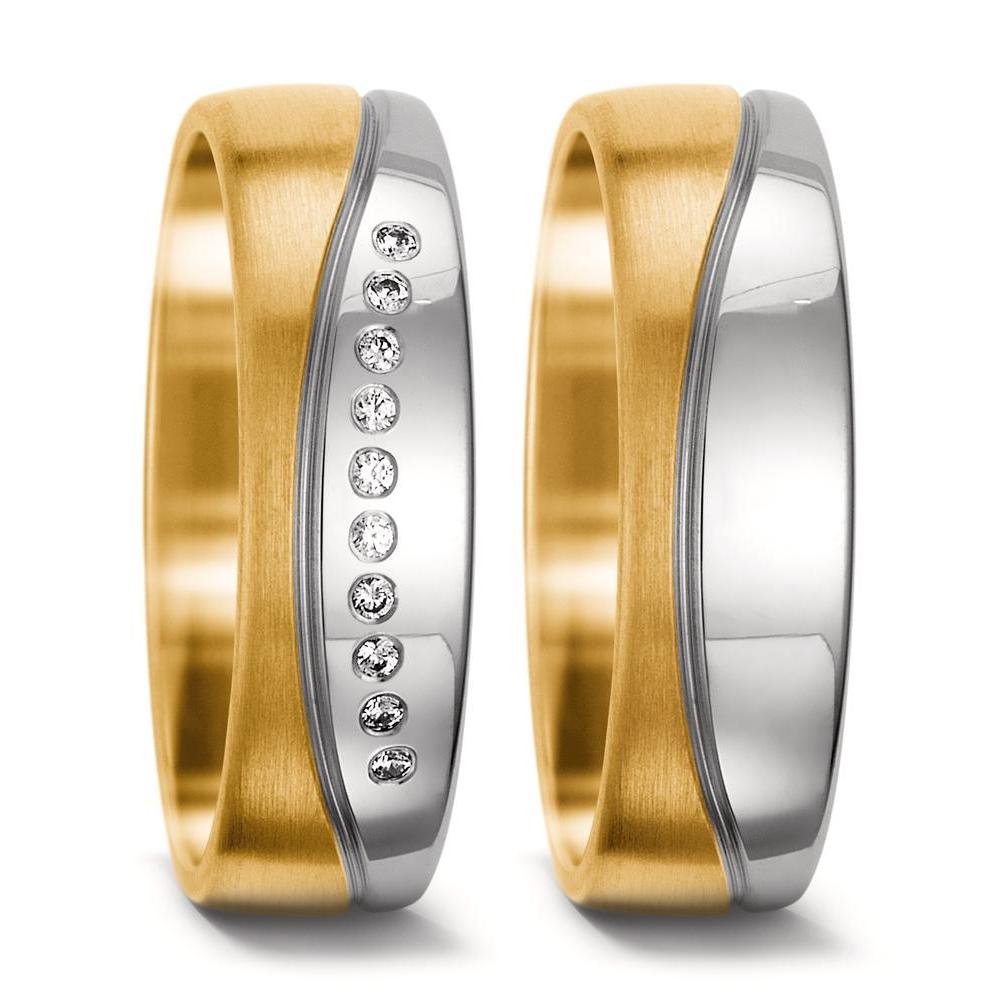 Partnerring 750/18 K Gelbgold, 750/18 K Weissgold