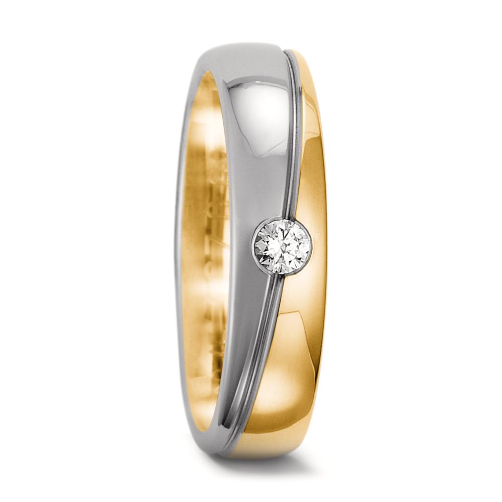 Anello del partner Oro giallo 750/18 carati, Oro bianco 750/18 carati Diamante 0.08 ct, tw-vsi